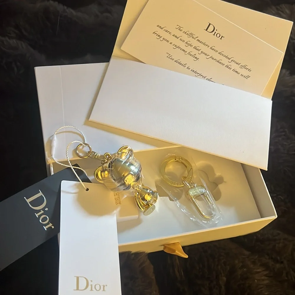 Dior Gold/Silver Inlex Bear Charm Rare NIB